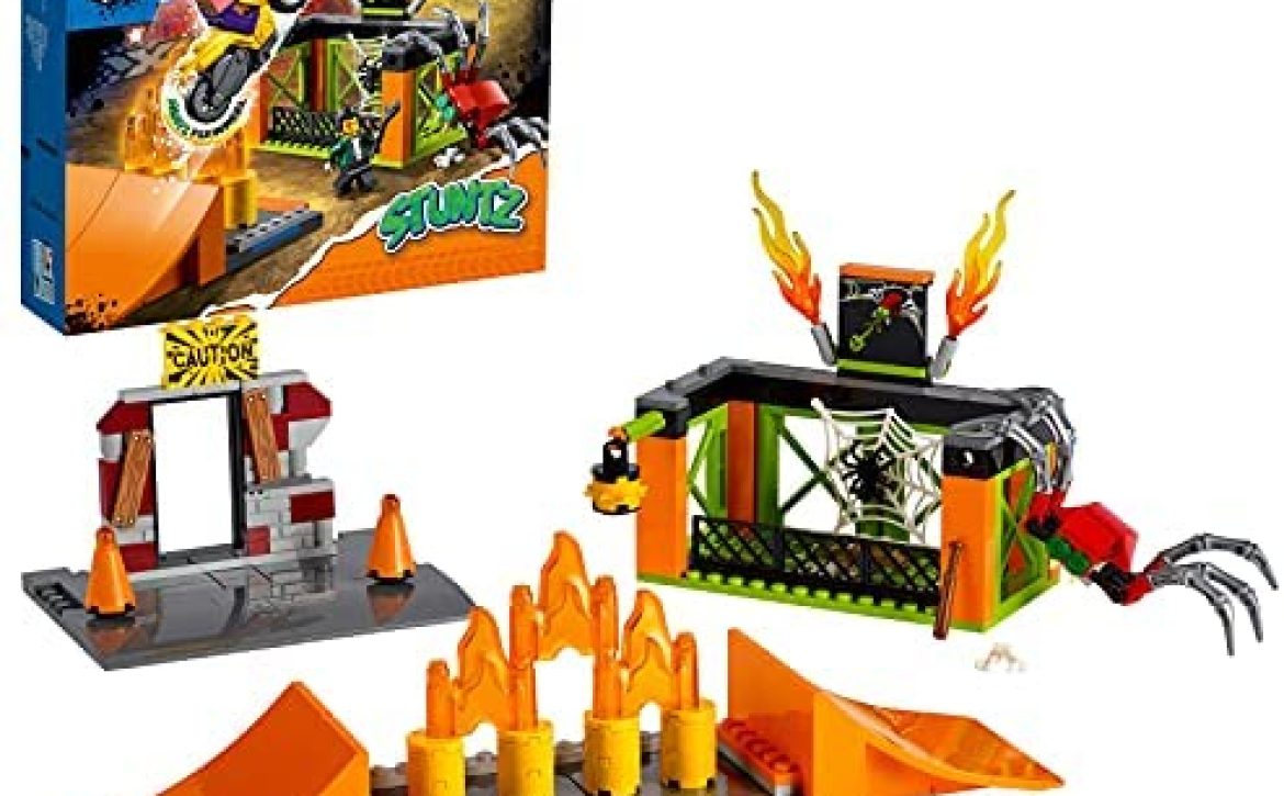 LEGO 60293 City Stuntz Parque Acrobático, Set de Construcción con Moto, Rampas y Jaula para Arañas, Juguete para Niños 5 años